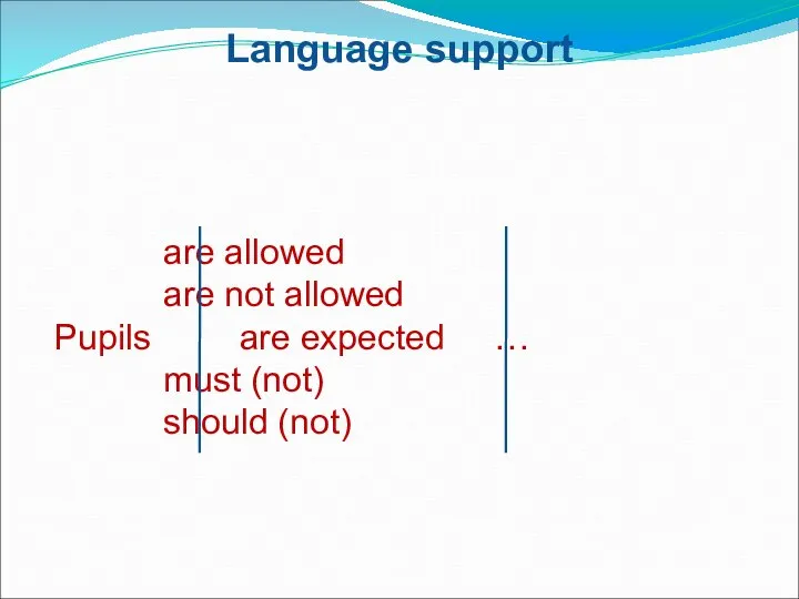 Language support are allowed are not allowed Pupils are expected … must (not) should (not)