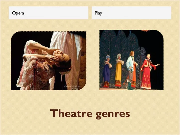 Theatre genres Opera Play
