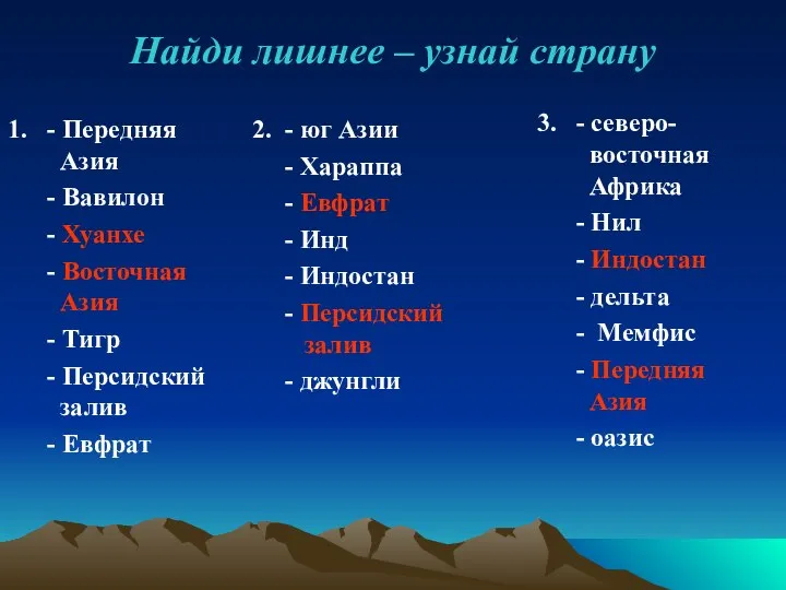 Найди лишнее – узнай страну 2. - юг Азии - Хараппа