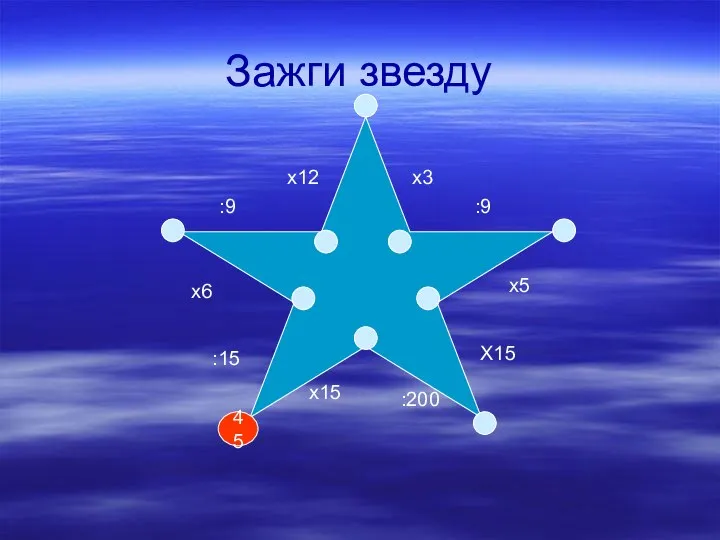 Зажги звезду 45 :9 х12 х3 :9 х5 Х15 :200 х15 :15 х6