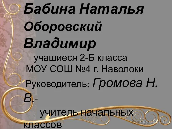 Морозова Юлия Бабина Наталья Оборовский Владимир учащиеся 2-Б класса МОУ СОШ