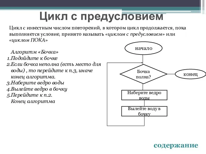 Цикл с известным числом повторений, в котором цикл продолжается, пока выполняется