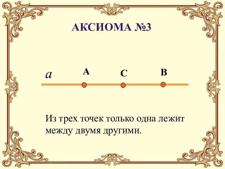 Из трех точек только одна лежит между двумя другими. Аксиома №3 а