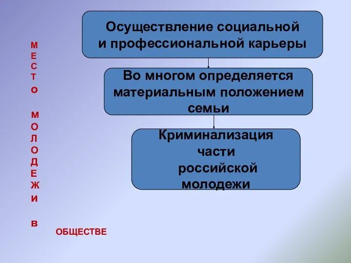 Осуществление социальной и профессиональной карьеры Во многом определяется материальным положением семьи