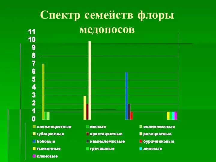 Спектр семейств флоры медоносов