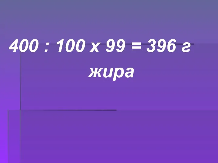 400 : 100 х 99 = 396 г жира