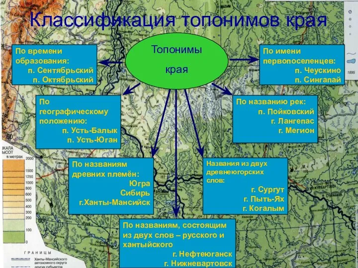 Классификация топонимов края Топонимы края По времени образования: п. Сентябрьский п.