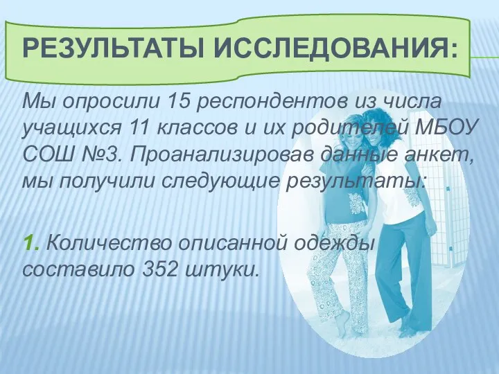 Результаты исследования: Мы опросили 15 респондентов из числа учащихся 11 классов