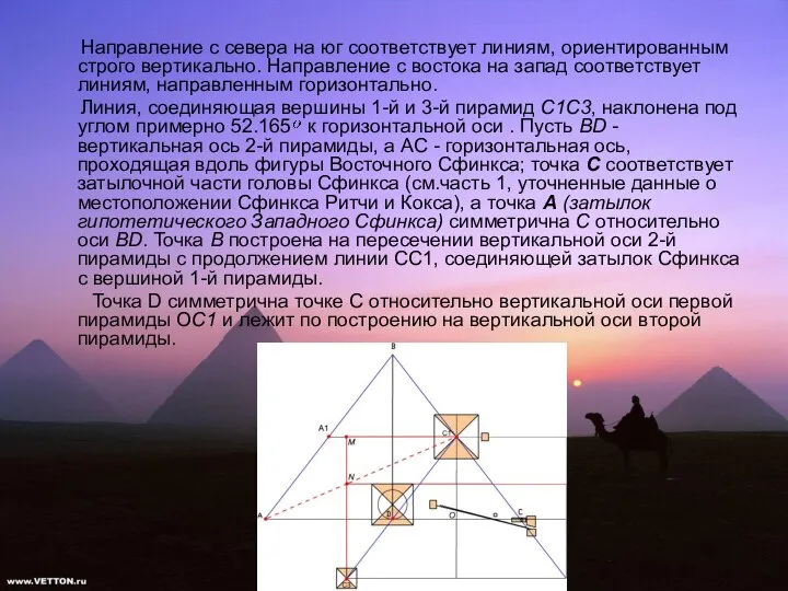 Направление с севера на юг соответствует линиям, ориентированным строго вертикально. Направление