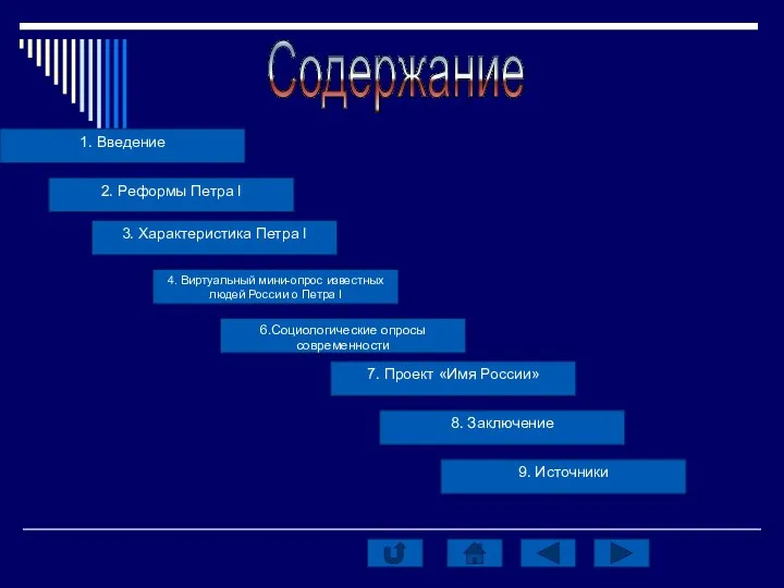 Содержание 1. Введение 2. Реформы Петра I 3. Характеристика Петра I