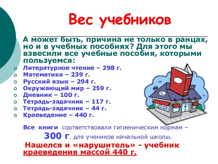 Вес учебников А может быть, причина не только в ранцах, но