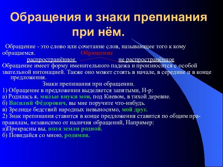 Обращения и знаки препинания при нём. Обращение - это слово или