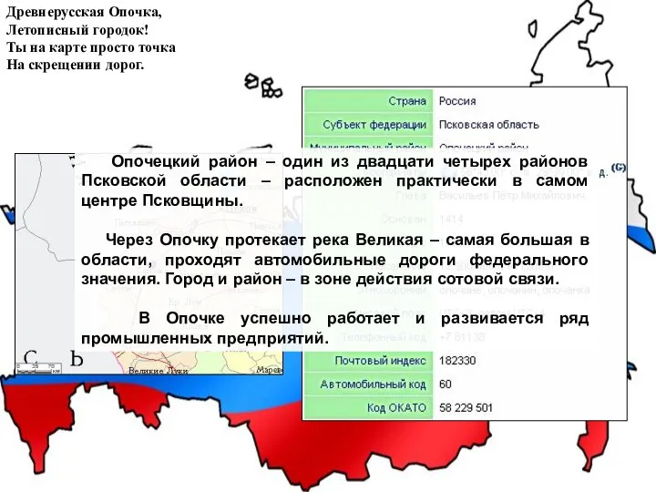 Древнерусская Опочка, Летописный городок! Ты на карте просто точка На скрещении