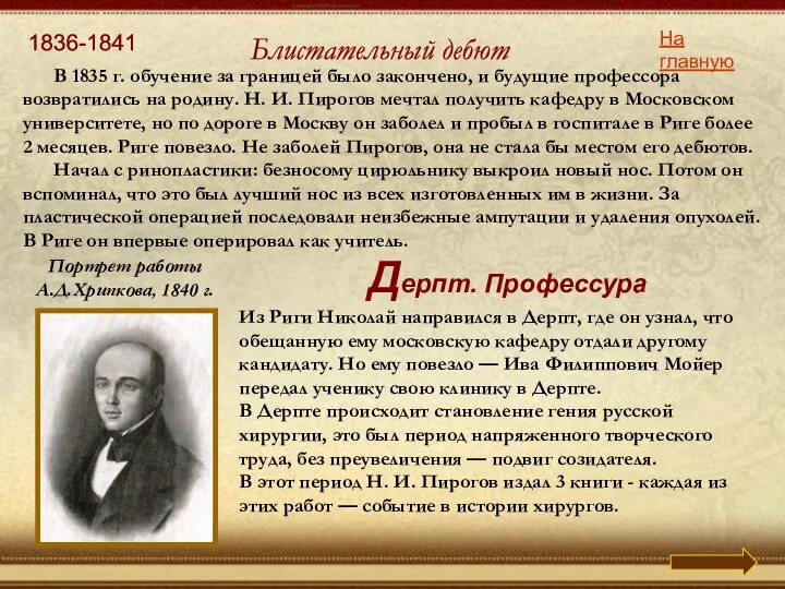 Блистательный дебют На главную В 1835 г. обучение за границей было