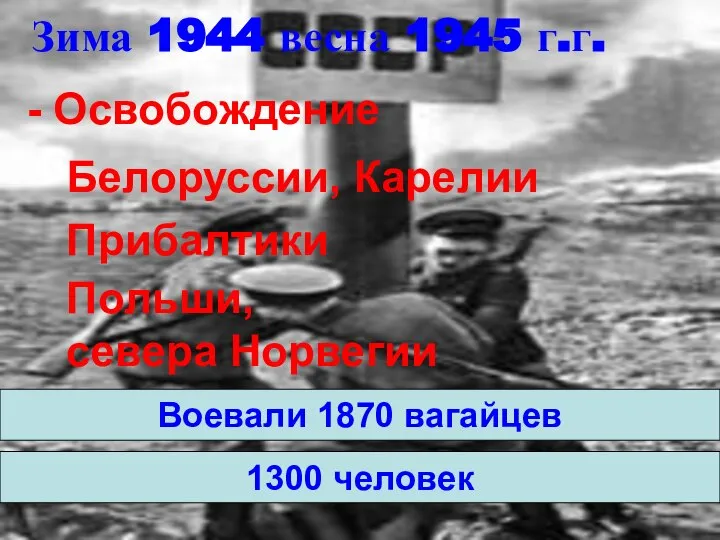 Зима 1944 весна 1945 г.г. Воевали 1870 вагайцев - Освобождение Белоруссии,