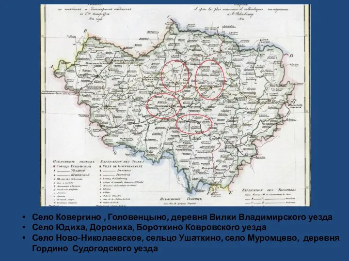 Село Ковергино , Головенцыно, деревня Вилки Владимирского уезда Село Юдиха, Дорониха,