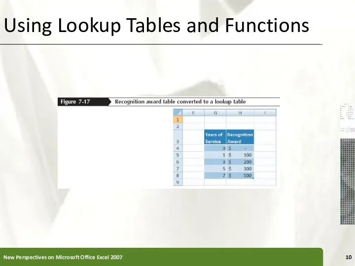 Using Lookup Tables and Functions New Perspectives on Microsoft Office Excel 2007