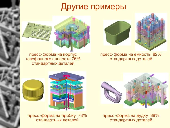 Другие примеры пресс-форма на корпус телефонного аппарата 76% стандартных деталей пресс-форма