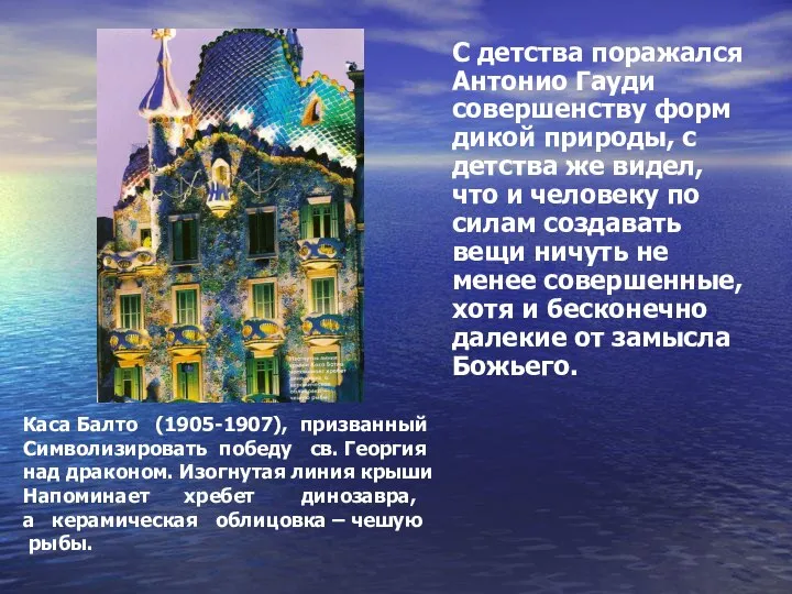 С детства поражался Антонио Гауди совершенству форм дикой природы, с детства