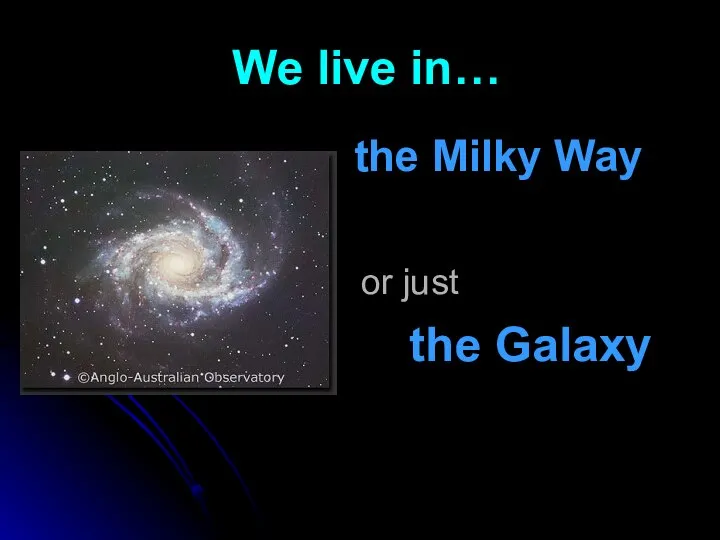 We live in… the Milky Way or just the Galaxy