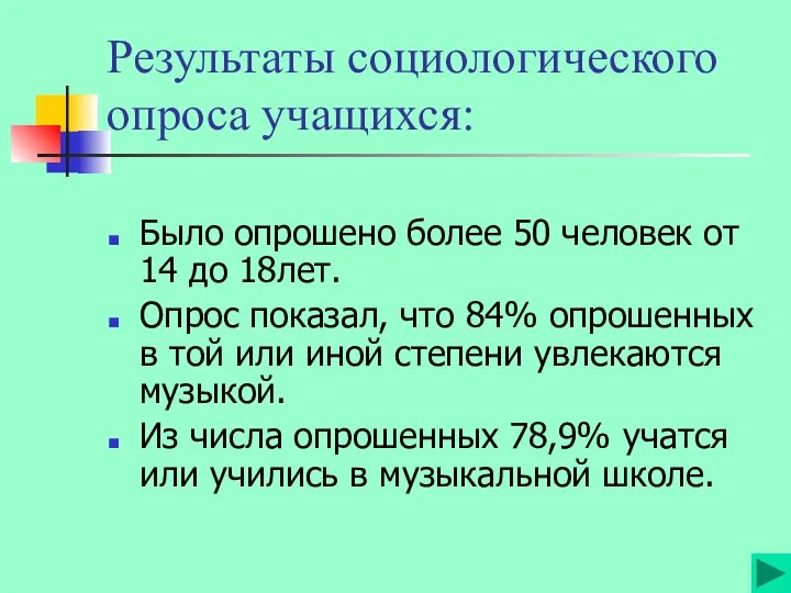 Результаты социологического опроса учащихся: Было опрошено более 50 человек от 14