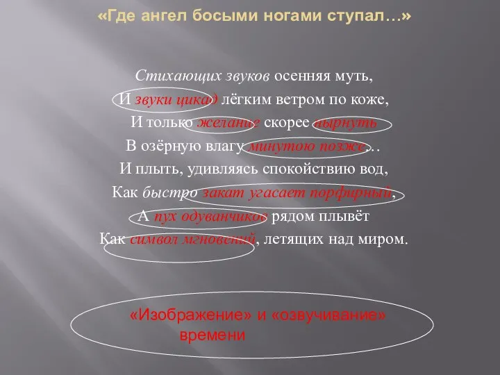 «Где ангел босыми ногами ступал…» Стихающих звуков осенняя муть, И звуки