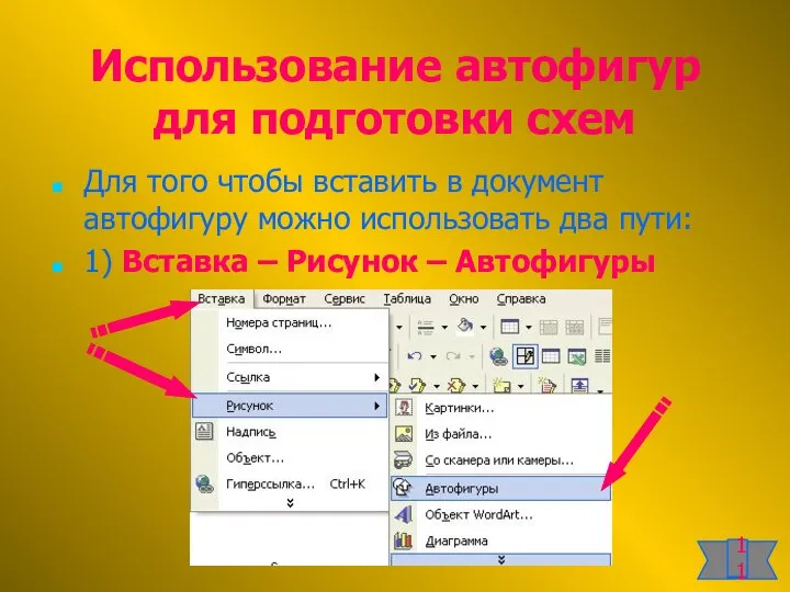 Использование автофигур для подготовки схем Для того чтобы вставить в документ
