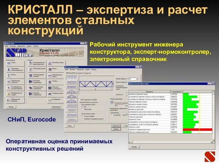 КРИСТАЛЛ – экспертиза и расчет элементов стальных конструкций Рабочий инструмент инженера