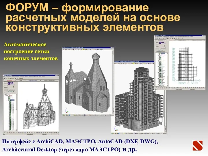 ФОРУМ – формирование расчетных моделей на основе конструктивных элементов Автоматическое построение