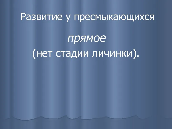 Развитие у пресмыкающихся прямое (нет стадии личинки).