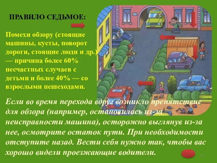 ПРАВИЛО СЕДЬМОЕ: Если во время перехода вдруг возникло препятствие для обзора