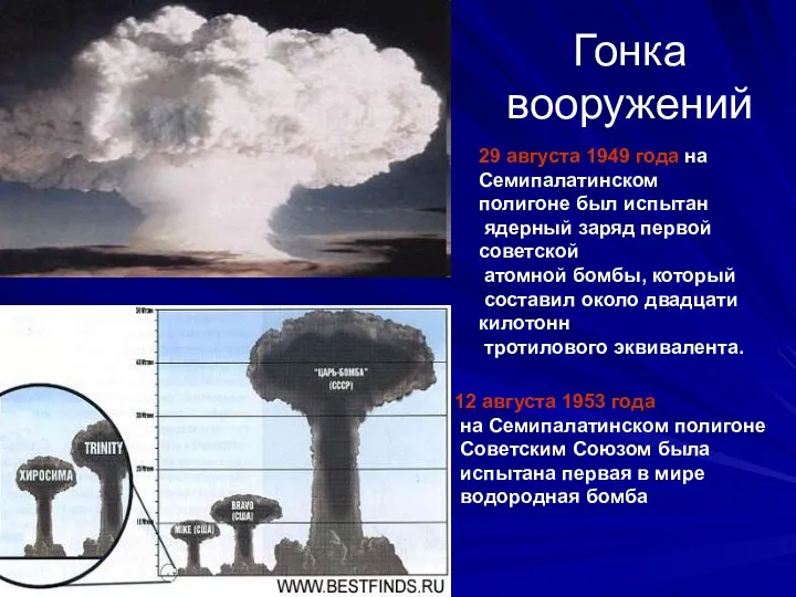 Гонка вооружений 29 августа 1949 года на Семипалатинском полигоне был испытан