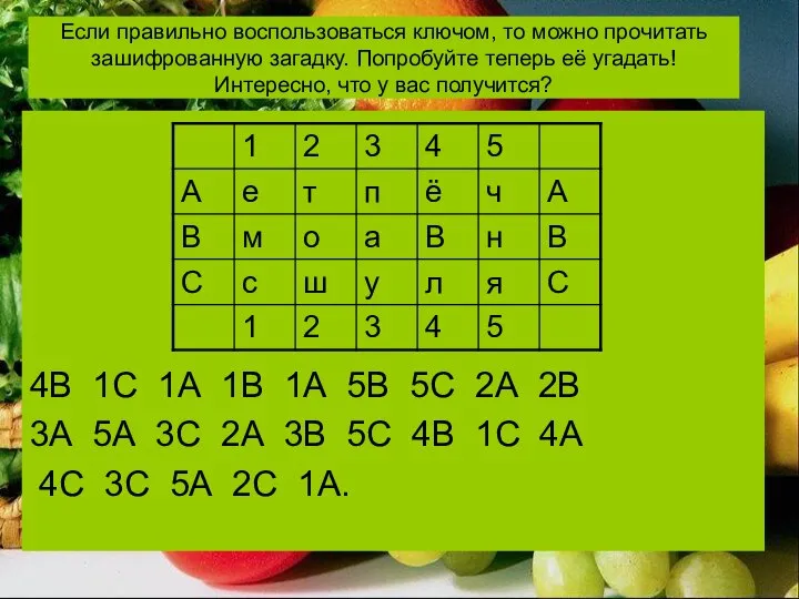 Если правильно воспользоваться ключом, то можно прочитать зашифрованную загадку. Попробуйте теперь