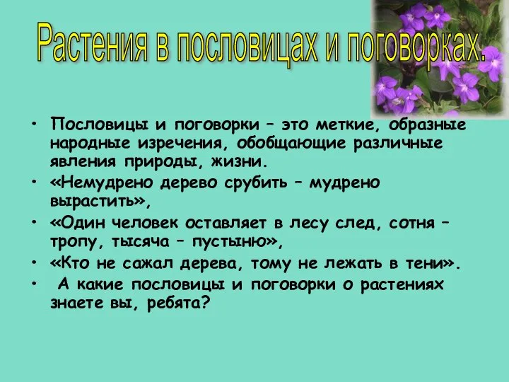 Пословицы и поговорки – это меткие, образные народные изречения, обобщающие различные