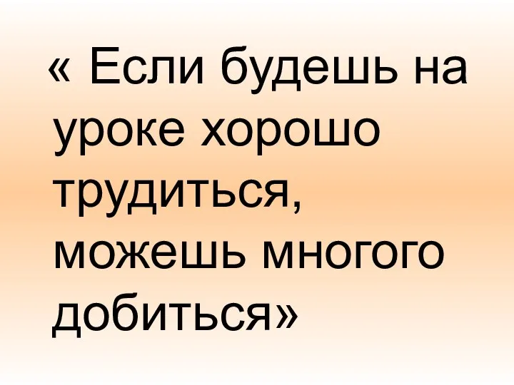 « Если будешь на уроке хорошо трудиться, можешь многого добиться»