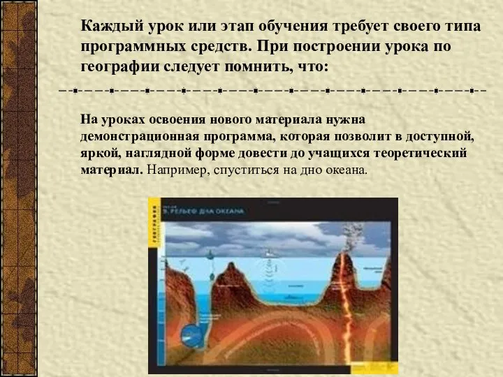 Каждый урок или этап обучения требует своего типа программных средств. При