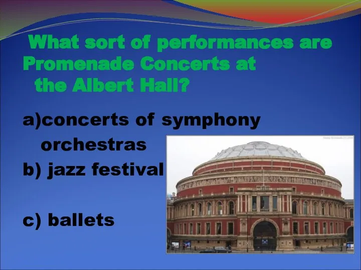 What sort of performances are Promenade Concerts at the Albert Hall?