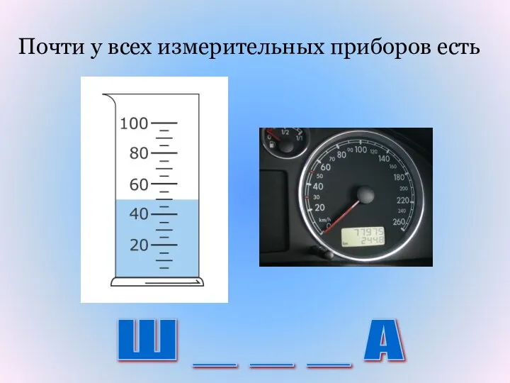 Почти у всех измерительных приборов есть Ш _ _ _ А