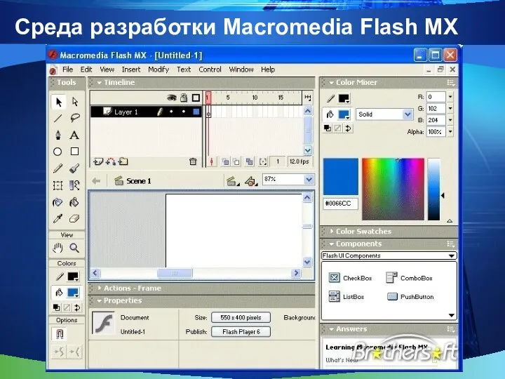 Среда разработки Macromedia Flash MX