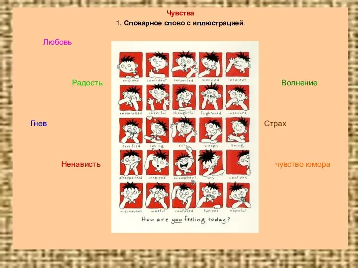 Чувства 1. Словарное слово с иллюстрацией.