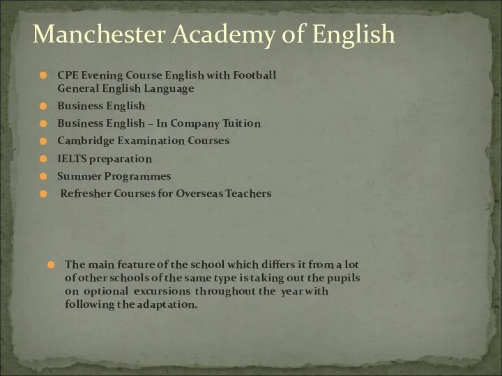 CPE Evening Course English with Football General English Language Business English