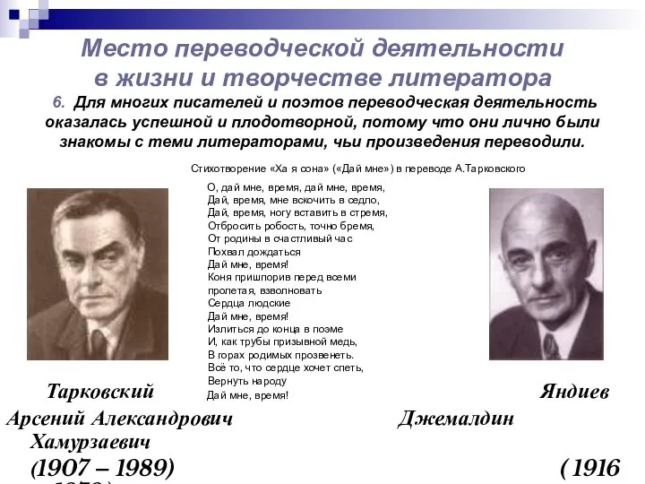 Место переводческой деятельности в жизни и творчестве литератора 6. Для многих