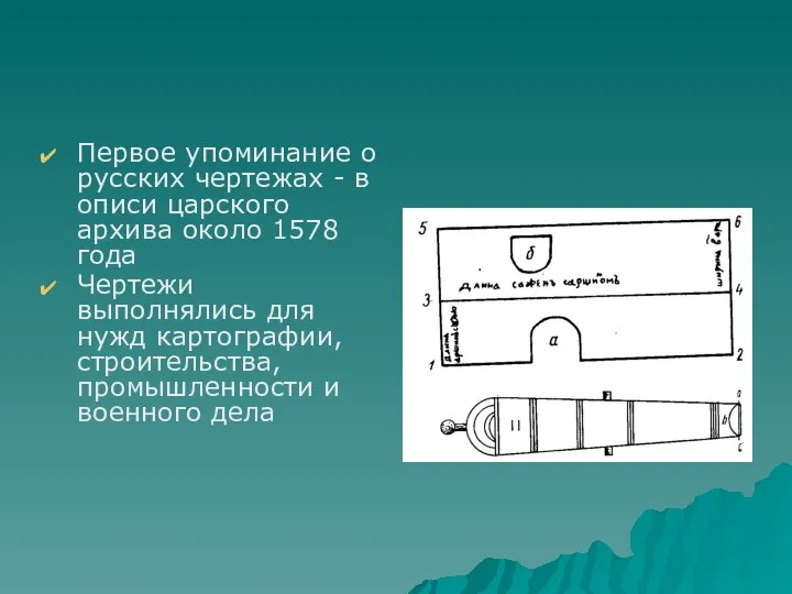 Первое упоминание о русских чертежах - в описи царского архива около