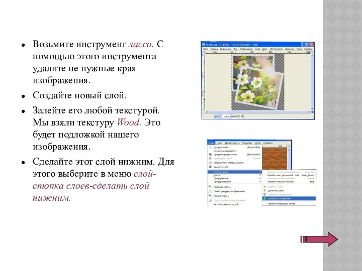 Возьмите инструмент лассо. С помощью этого инструмента удалите не нужные края