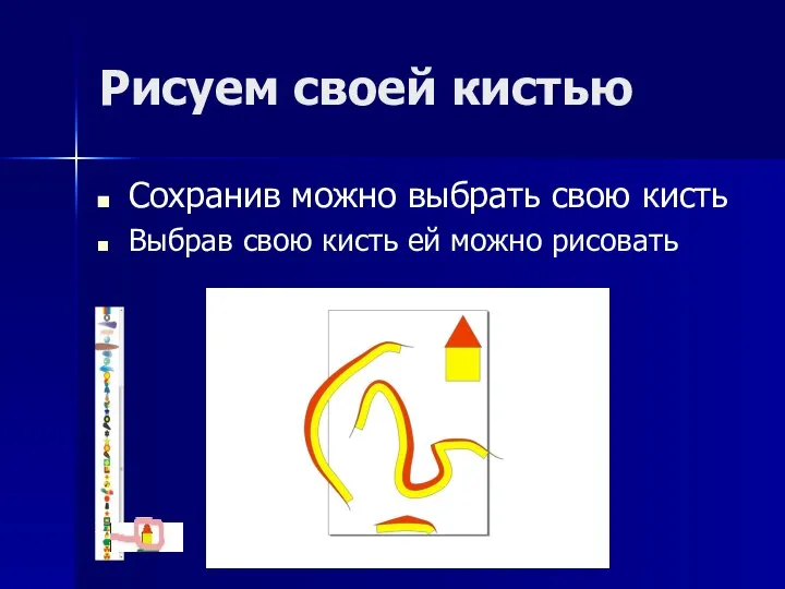 Рисуем своей кистью Сохранив можно выбрать свою кисть Выбрав свою кисть ей можно рисовать