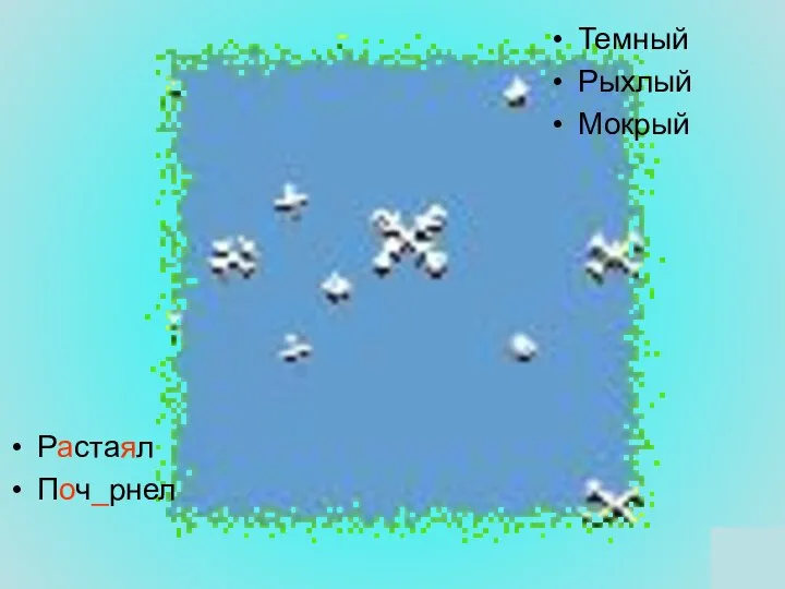 Растаял Поч_рнел Темный Рыхлый Мокрый