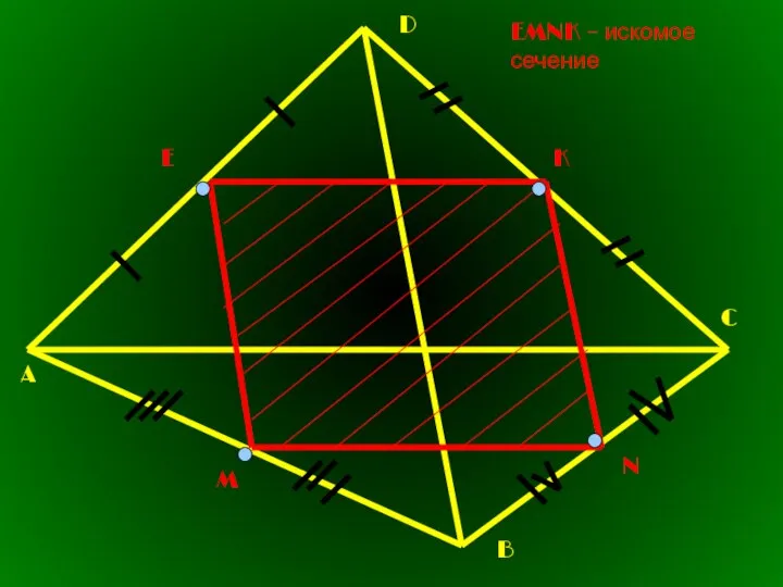 A D B C E M K N EMNK – искомое сечение