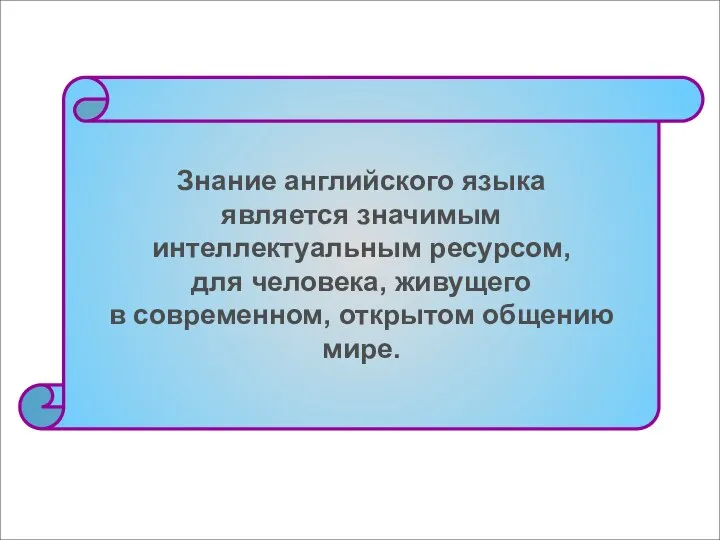 Знание английского языка является значимым интеллектуальным ресурсом, для человека, живущего в современном, открытом общению мире.