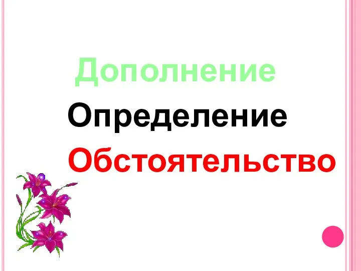 Дополнение Определение Обстоятельство Возврат к содержанию