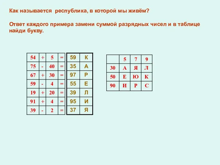 Как называется республика, в которой мы живём? Ответ каждого примера замени